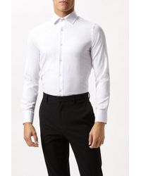 Burton - White Long Sleeve Slim Fit Basket Weave Collar Shirt - Lyst