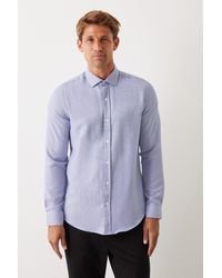 Burton - Navy Slim Fit Long Sleeve Puppytooth Shirt - Lyst