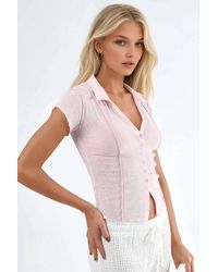 Busem - Textured Knitted Short Sleeve Shirt With Buttons - Lyst