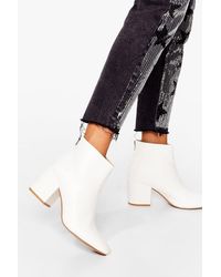 Nasty Gal - Block Heel Faux Leather Ankle Boots - Lyst