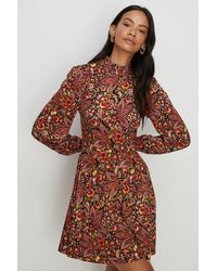 Oasis - Jersey Paisley Shirred Neck And Cuff Mini - Lyst