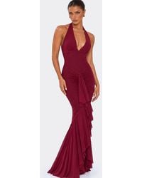 EGO - Sleeveless Ruched Mesh Maxi Dress - Lyst
