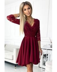 Love Lace - Lace Viscose Asymmetric 3/4 Sleeve Dress - Lyst