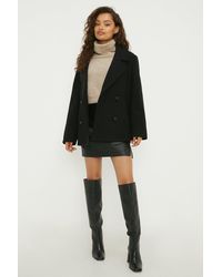 Dorothy Perkins - Petite Contrast Button Peacoat - Lyst