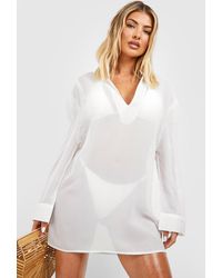 Boohoo - Essential Beach Cover-up Tunic - Lyst