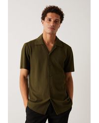 Burton - Slim Fit Khaki Jersey Rib Revere Shirt - Lyst