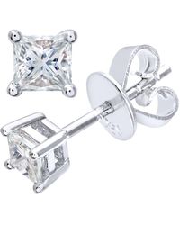 Jewelco London - 18ct White Gold Princess 1/3ct Diamond Solitaire Stud Earrings - Pe0axl4420w18jpk - Lyst