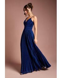 Coast - V Neck Cami Shimmer Pleated Maxi Dress - Lyst