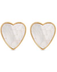 Jon Richard - Gold Plated Mother Of Pearl Heart Stud Earrings - Lyst