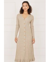 Yumi' - Viscose Knitted Midi Ribbed Dress - Lyst