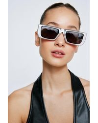 Nasty Gal - Wrap Around Structured Square Sunglasses - Lyst