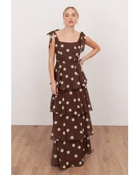 Anaya with love - Tie Shoulder Tiered Maxi Dress - Lyst