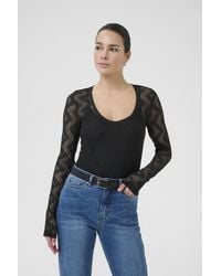 Kaffe - Kalorinda Long Sleeve Lace T-Shirt - Lyst