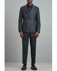 Burton - 1904 Slim Fit Charcoal Double Breasted Suit Jacket - Lyst