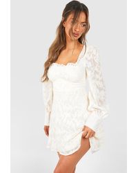 Boohoo - Textured Corset Milkmaid Mini Dress - Lyst