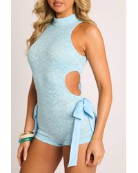 Rebellious Fashion - Lace Cut Out Bow Detail Playsuit - Lyst