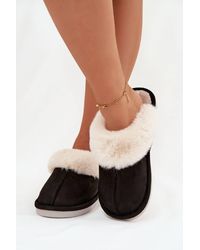 Love Lace - Fur Lined Soft Suede Cozy Indoor Slippers For Cold Days - Lyst