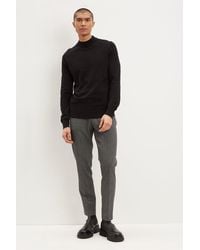 Burton - Tapered Fit Charcoal Texture Pleat Front Smart Trousers - Lyst
