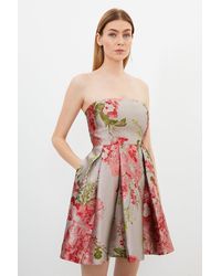 Karen Millen - Vintage Floral Print Prom Woven Mini Dress - Lyst
