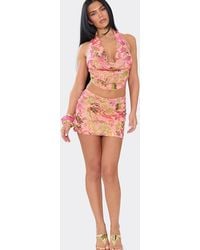 EGO - Sequin Floral Low Rise Mini Skirt - Lyst