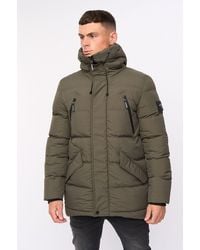 Crosshatch - Kaptoore Hooded Quilted Puffer Jacket With Elasticated Cuffs - Lyst
