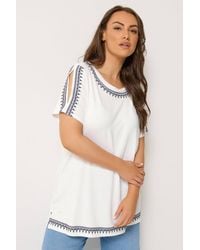 Yours - Embroidered Short Sleeve T-Shirt - Lyst