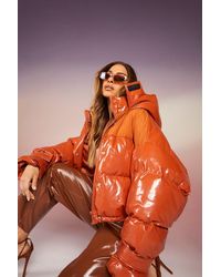 Boohoo - High Shine Oversized Puffer Jacket - Lyst