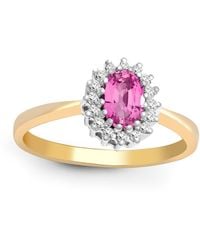 Jewelco London - 9Ct Diamond Sapphire Classic Royal Cluster Ring 9Mm - Lyst