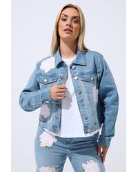 Yours - Rose Printed Denim Jacket - Lyst