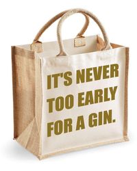 60 SECOND MAKEOVER - Medium Jute Bag It's Never Too Early For A Gin Natural Bag - Lyst