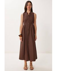 Happiness İstanbul - Mandarin Collar Sleeveless A-Line Midi Dress - Lyst
