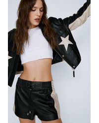 Nasty Gal - Real Leather Star Detail Bomber Jacket - Lyst