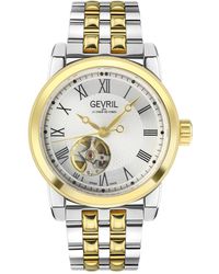 Gevril - Madison Open Heart Ss Silver Dial, Two-toned Ss/ipyg Bracelet Swiss Automatic Watch - Lyst