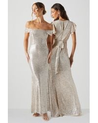 Coast - Sequin Bardot Bridesmaids Maxi Dress - Lyst