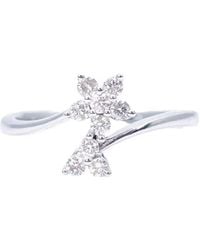 Raina Jewels - 18Ct Round Diamond Floral Crossover Ring 0.21Ct - Lyst
