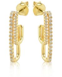 Jewelco London - 14K-Plated Cz Paperclip Eternity Line Drop Earrings - Lyst