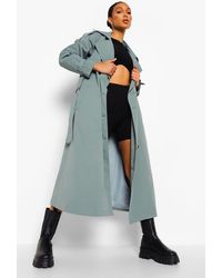 Boohoo - Oversized Woven Belted Trench Coat - Lyst