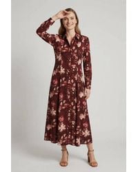 Izabel London - Floral Long Sleeve Button-Up Midi Dress - Lyst
