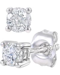 Jewelco London - 9ct White Gold Round 1/4ct Diamond Solitaire Stud Earrings - Lyst