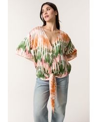 Blue Vanilla - Multi Short Sleeve Slip On V-Neck Top - Lyst
