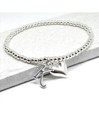Aye Do Gifts - Personalised Initial & Heart Charm Beaded Stretch Bracelet - Lyst