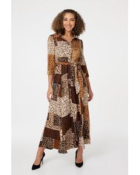Izabel London - Leopard Print Tie Waist Shirt Dress - Lyst