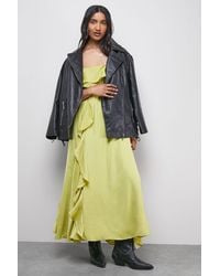 Warehouse - Satin Strappy Ruffle Midi Dress - Lyst