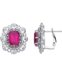 Jewelco London - Cushion Cz Supernova Flower Cluster Drop Earrings - Lyst