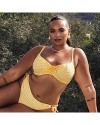 Curvy Kate - Holiday Check Scooped Balcony Bikini Top Sunshine - Lyst