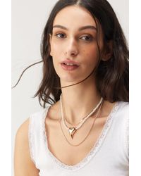 Nasty Gal - Pearl Heart Layered Necklace - Lyst