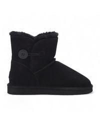 Infinity Leather - Sheepskin Suede Ankle Bootie Warm Winter Boots - Lyst