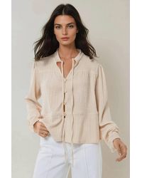 Hiccup - Textured Tie-Up Long Sleeve Shirt - Lyst