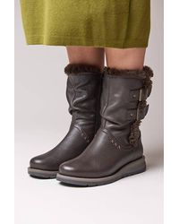 Moshulu - 'Corsac' Ruched Leather Faux Fur Lined Boots - Lyst