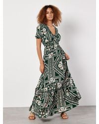 Apricot - Scarf Print Smocked Maxi Dress - Lyst